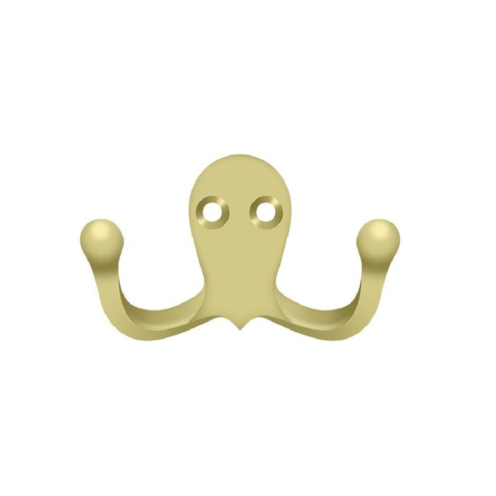 Deltana WDH15U3 Coat and Hat Double Hook, Polished Brass