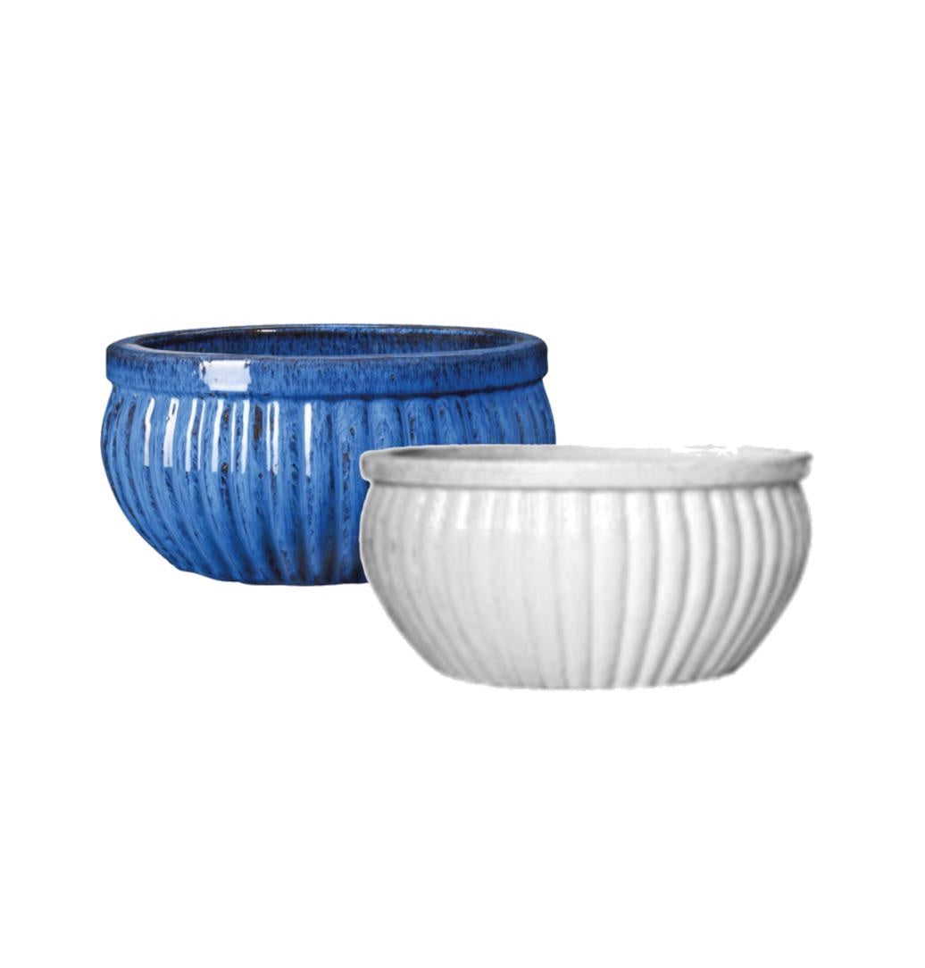 Deroma 11523 Acapulco Low Planter, Ceramic, Assorted