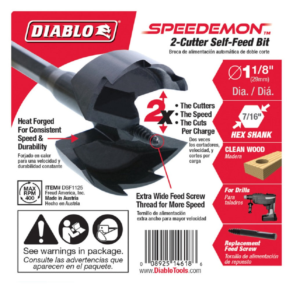 Diablo DSF1125 Self Feed Drill Bit, Hex Shank, HSS