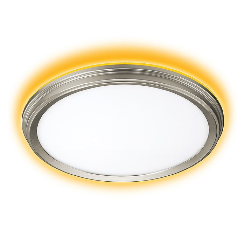 ETI 56572114 LED Ceiling Light Fixture with Nightlight, Brushed Nickel