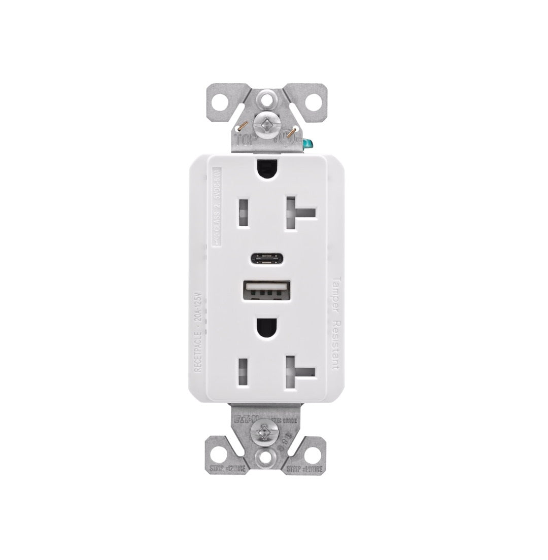 Eaton TRUSB5A20W-K-L Duplex Receptacle, 125 VAC, 2-Pole, 12 AWG
