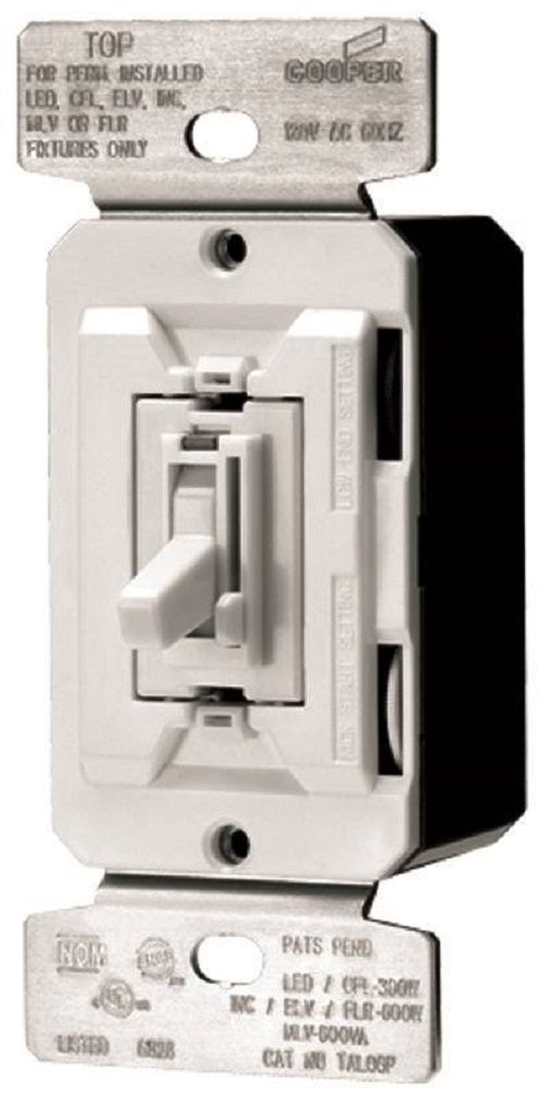 Eaton TUL06P-C2-KB-L Toggle Dimmer, Polycarbonate, 120 Volt