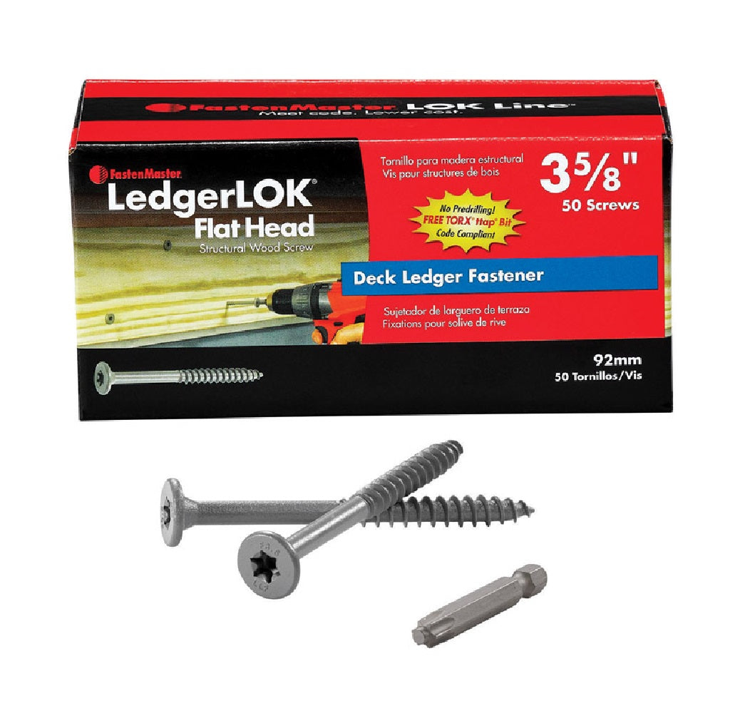 FastenMaster FMLLF358-50 LedgerLOK Flat Head Wood Screw, 3-5/8" L