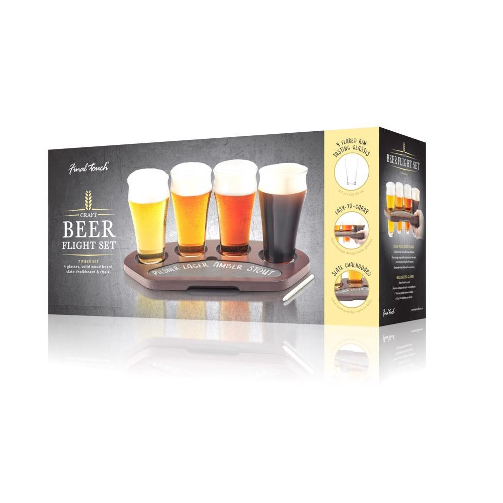 Final Touch GBT114 Beer Flight Board, Glass/Wood