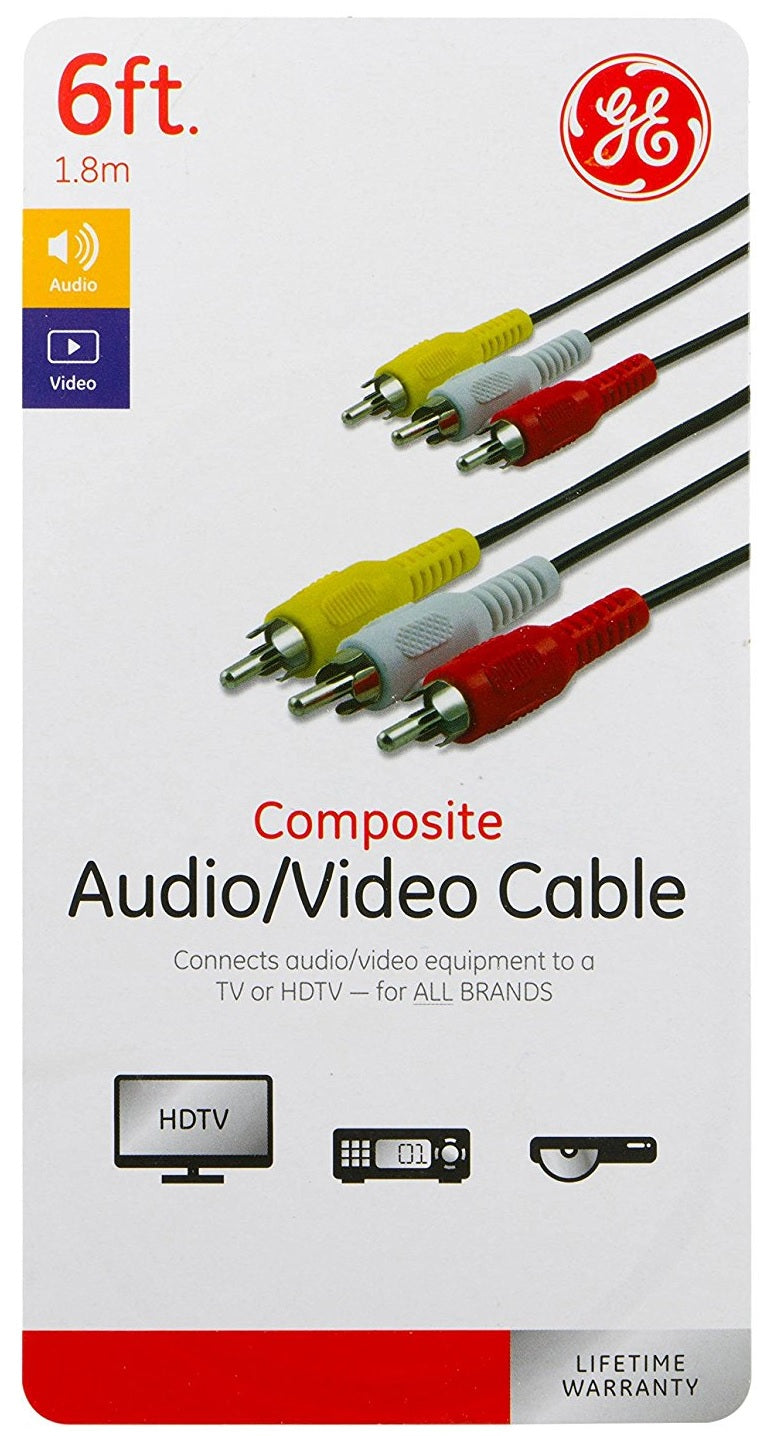 GE 33608 Composite Audio/Video Cable, 6'