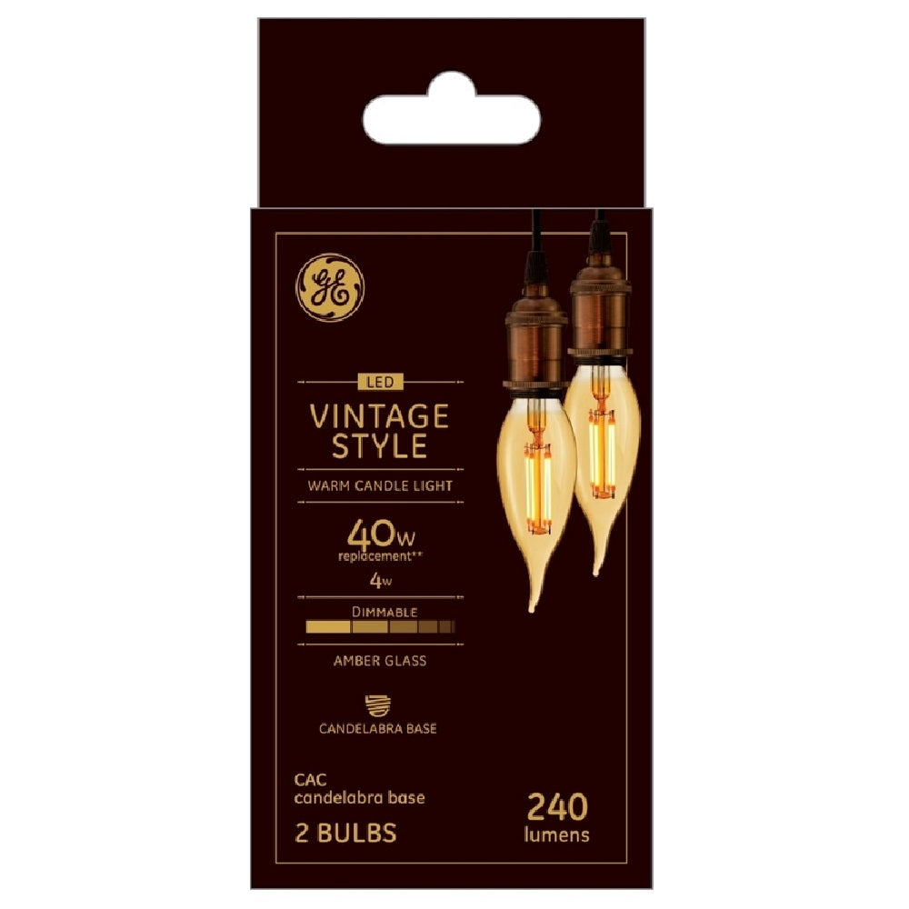 GE 42149 Vintage CAC E12 Filament LED Bulb, Transparent Amber