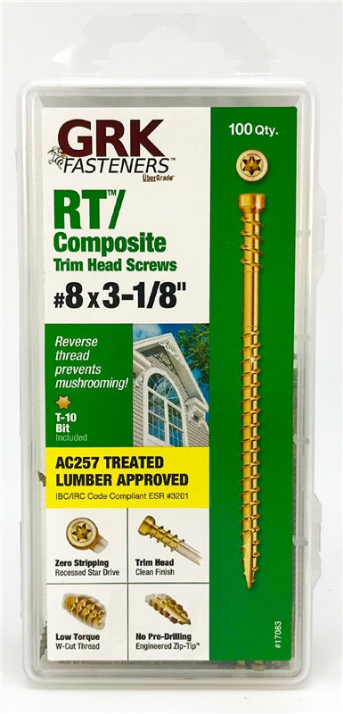 GRK Fasteners 119083 Star Drive Trim-Head RT Composite Finish/Trim Screw, #8 x 3-1/8"