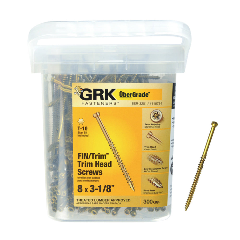GRK Fasteners 115734 UberGrade Star Trim Head Steel Construction Screws, #8 x 3-1/8 in