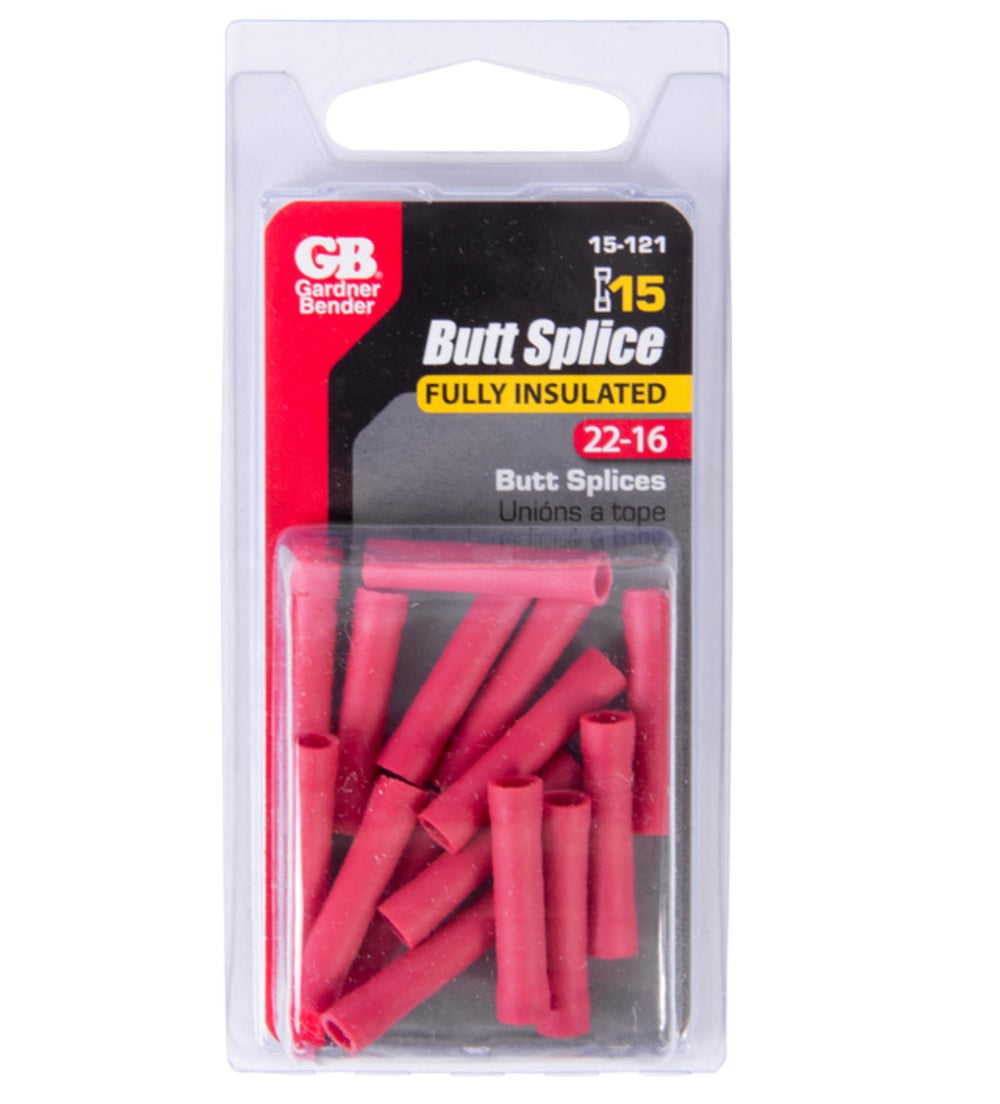 Gardner Bender 15-121 Insulated Butt Splice, 22-18 Gauge, Red