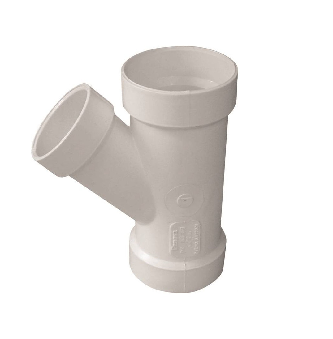 Genova 192325L Pipe Wye, White, 2 in x 2 in x 1-1/2 in