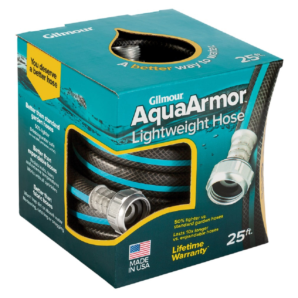 Gilmour 869251-1001 AquaArmor Garden Hose, Plastic, Black, 25 Feet