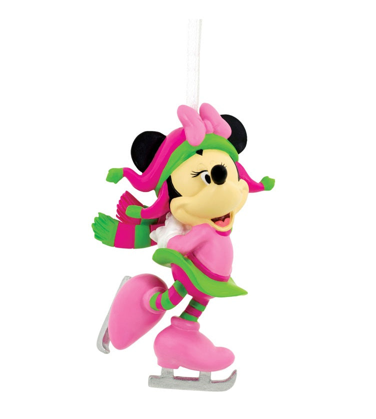 Hallmark 2HCM1018 Minnie Skating Christmas Ornament, Multicolored