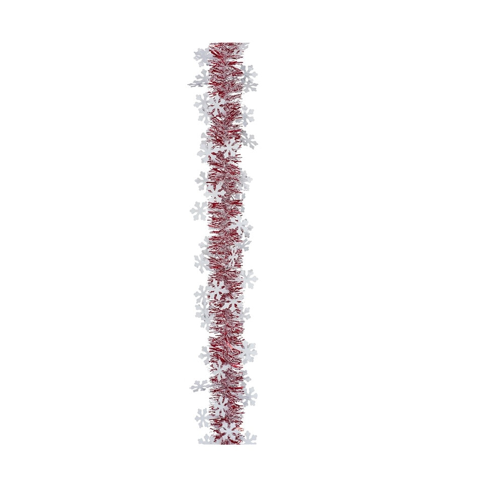 Holiday Trims 3686024 Christmas Garland With Snowflakes, Red & White