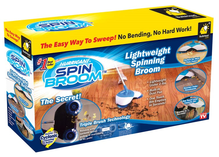 Hurricane 11796-6 Spin Broom Lightweight Spinning Broom, Blue, 7" W
