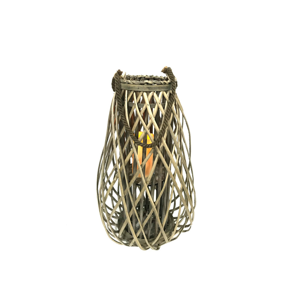 Infinity HY18407B LED Wood Flameless Lantern, Grey, 29.53"