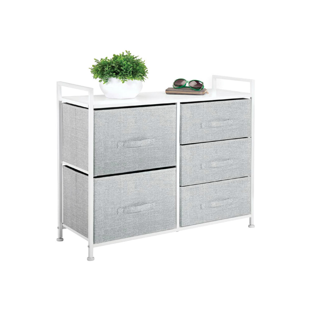 InterDesign 05453 Aldo 5 Drawer Tall Storage Unit, Grey/White