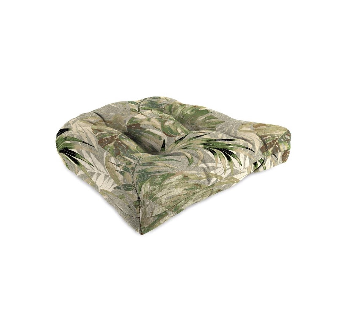 Jordan Manufacturing 9916-5491A Floral Wicker Seat Cushion, Green