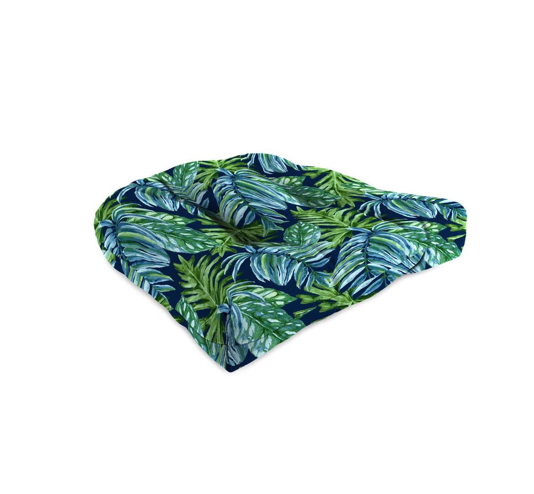 Jordan Manufacturing 9916-5992A Floral Wicker Seat Cushion, Blue/Green