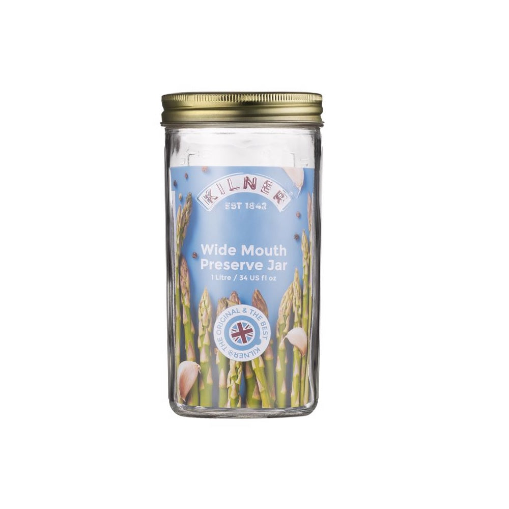 Kilner 25.067 Wide Mouth Preserve Jar, 34 Ounce, Glass