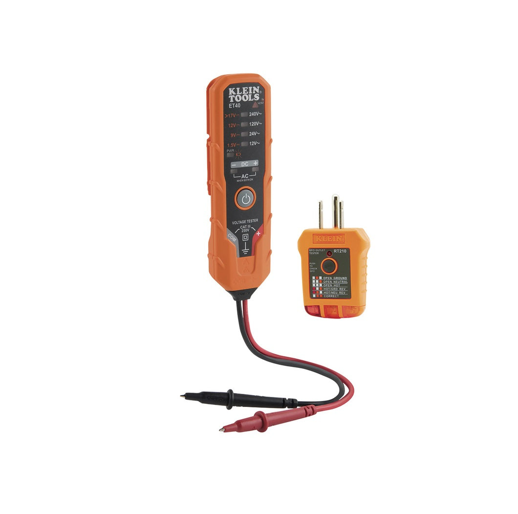 Klein Tools ET40VP AC/DC Voltage/Continuity Tester Kit, Black/Orange