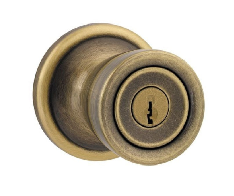 Kwikset 740A-5 Abbey Entry Door Knob, Antique Brass