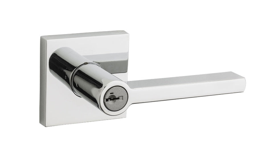 Kwikset 156HFLSQT-26S Halifax Square Entry Door Lever, Bright Chrome