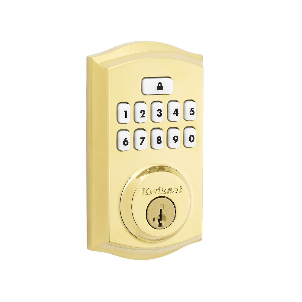 Kwikset 9260TRLL03SMTRBP 260 Smartcode Deadbolt with Tustin Lever, Polished Brass
