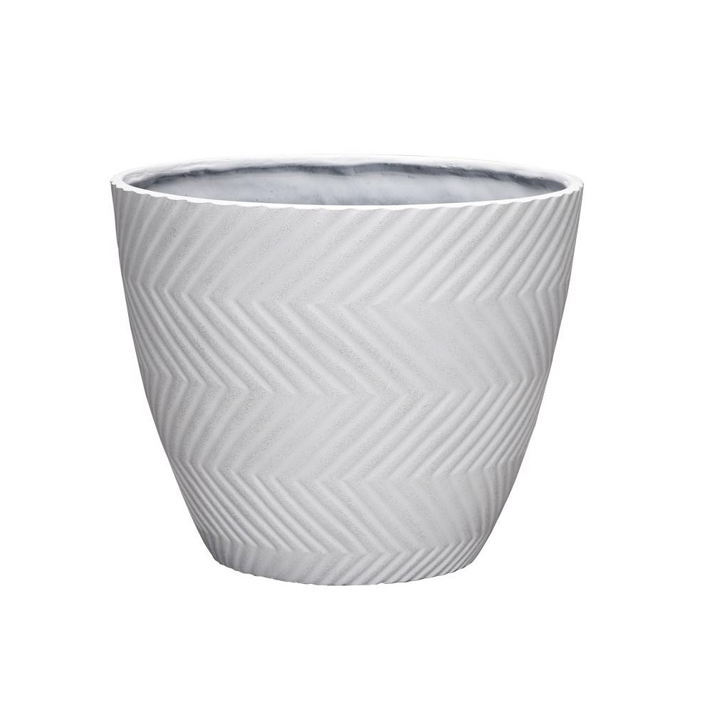 L&G Solutions PVI7916TWI Yuma Round Planter, White, Polyresin