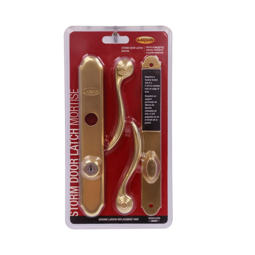 Larson CH3040701 Storm Door Mortise Latch, Bright Brass