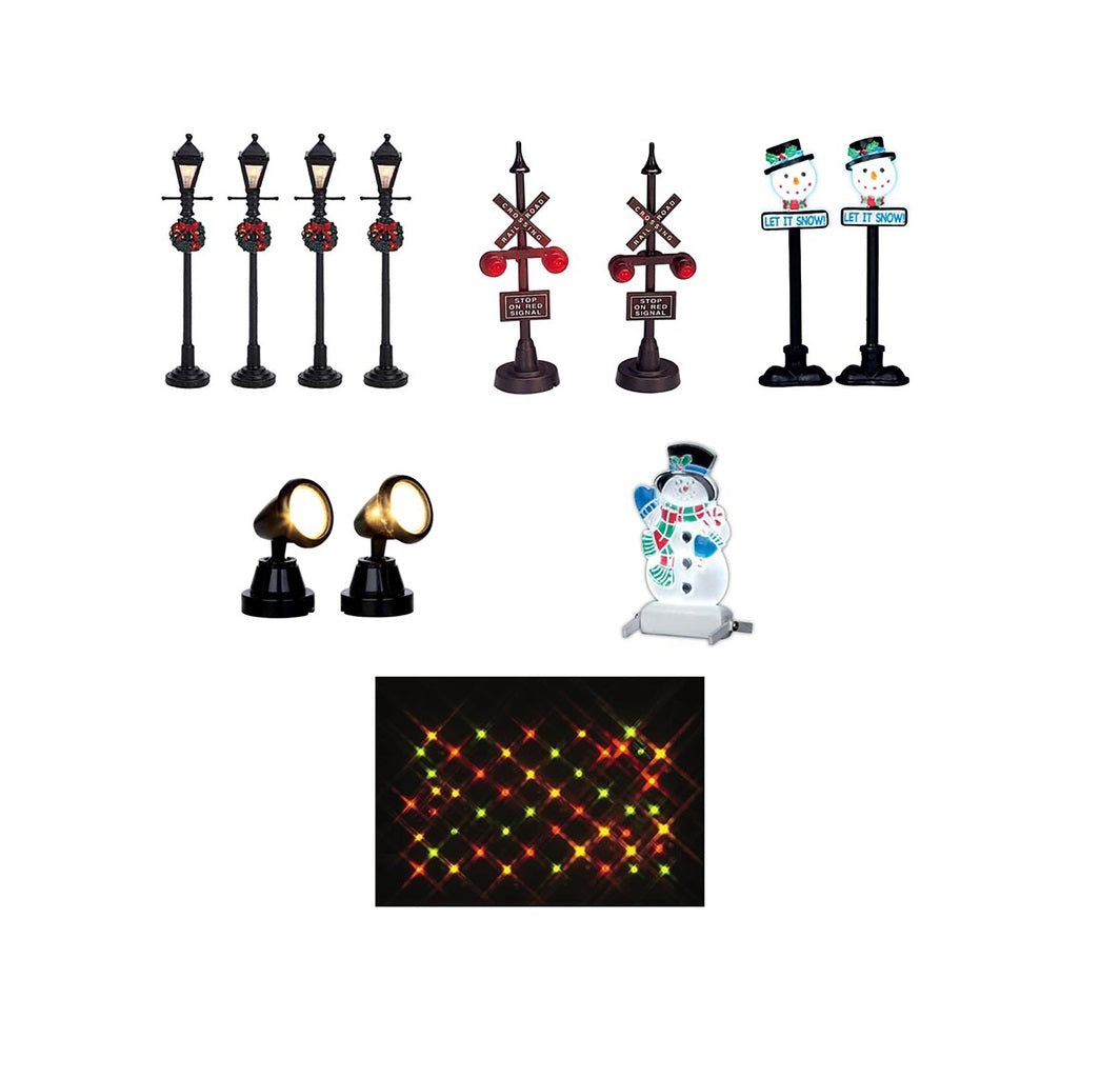 Lemax A4795 Mini Lamp Post Set Village Accessory, Multicolored