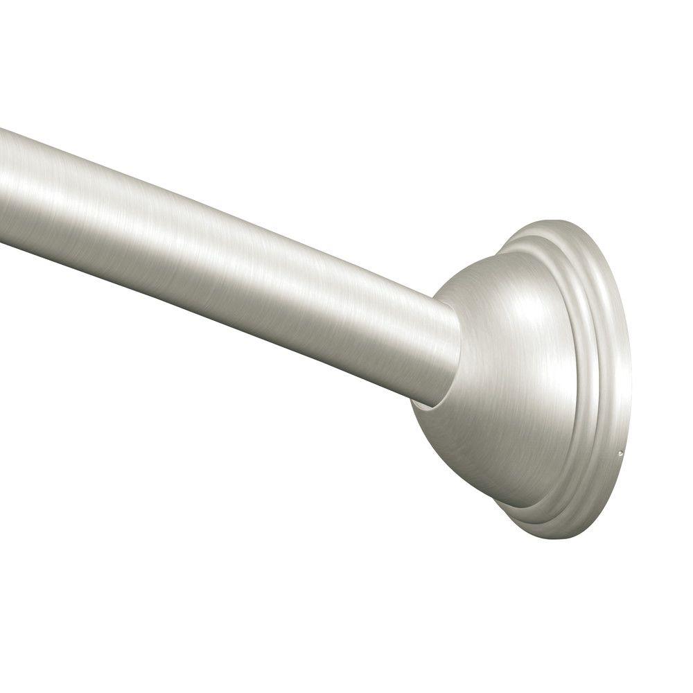 Moen CSR2160BN Adjustable Curved Shower Rod from 54" to 72" with Pivot Flange, Brushed Nickel