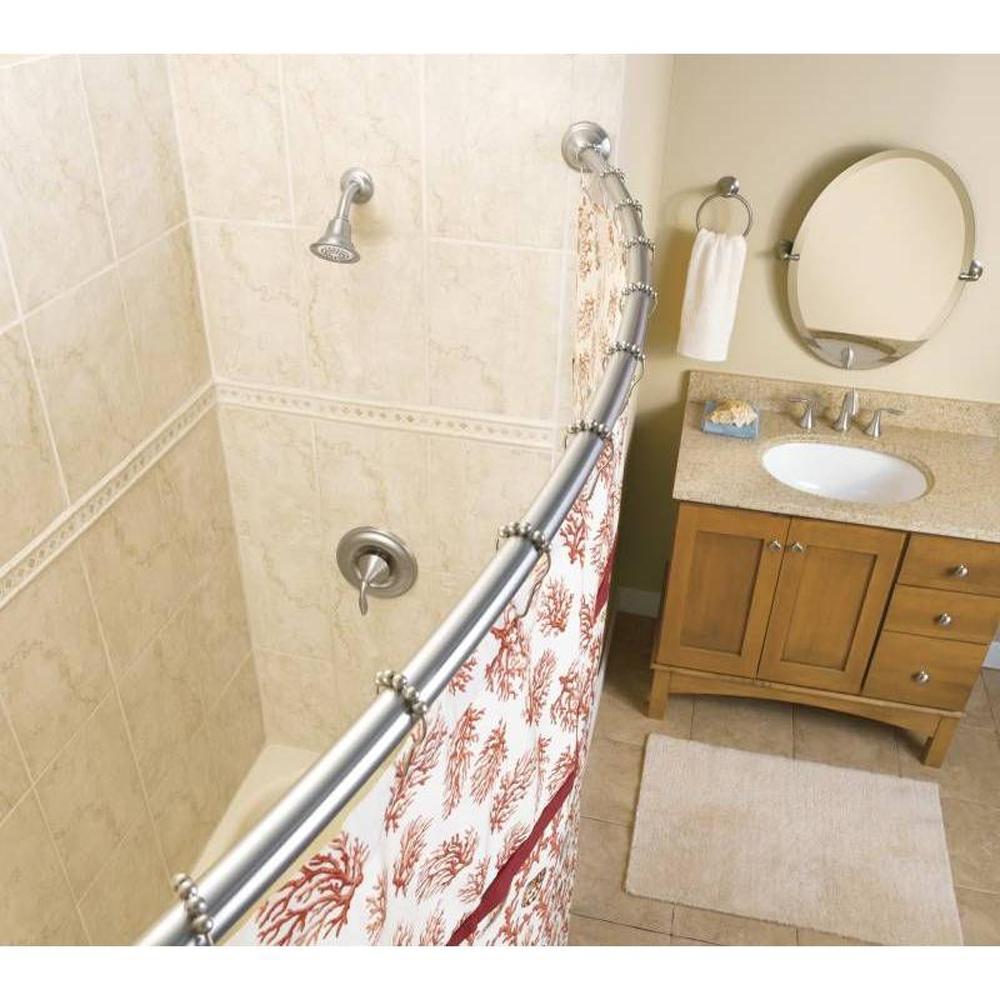 Moen CSR2165BN Curved Shower Rod with Pivoting Flanges, 5', Brushed Nickel