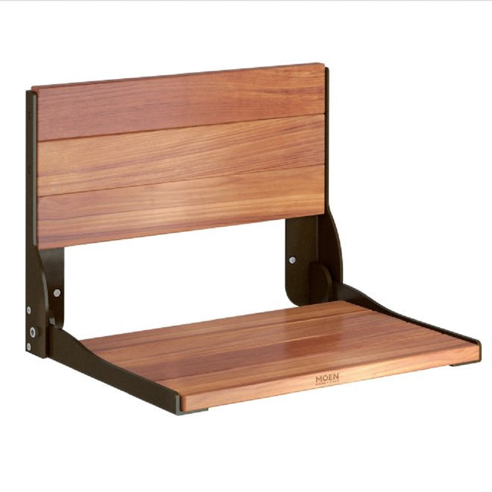 Moen DN7110OWB Fold Down Teak Shower Seat, Old World Bronze