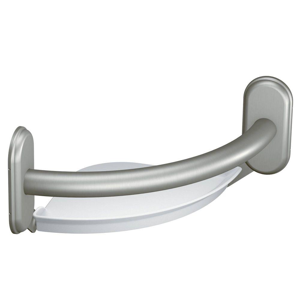 Moen LR2354DBN Grab Bar with Corner Shelf, 9", Brushed Nickel