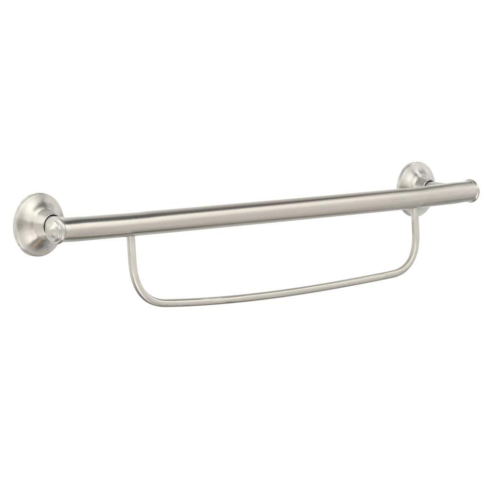 Moen LR2350DBN Grab Bar with Integrated Towel Bar, 24", Brushed Nickel