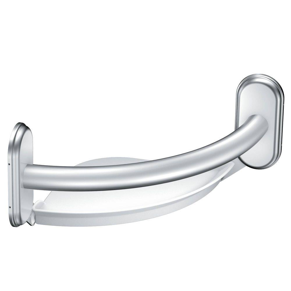 Moen LR2354DCH Grab Bar with Corner Shelf, 9", Bright Chrome
