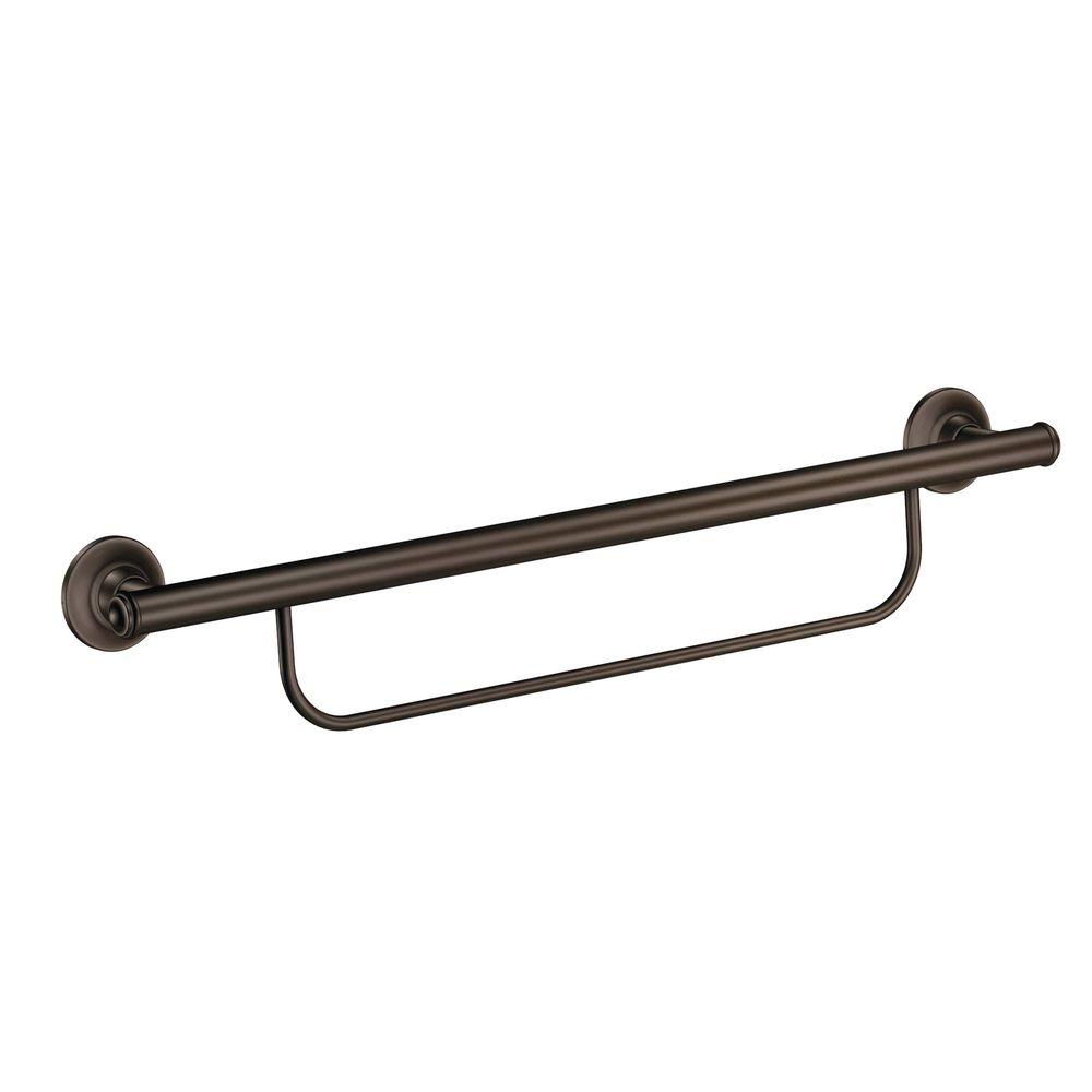 Moen LR2350DOWB Grab Bar with Integrated Towel Bar, 24", Old World Bronze