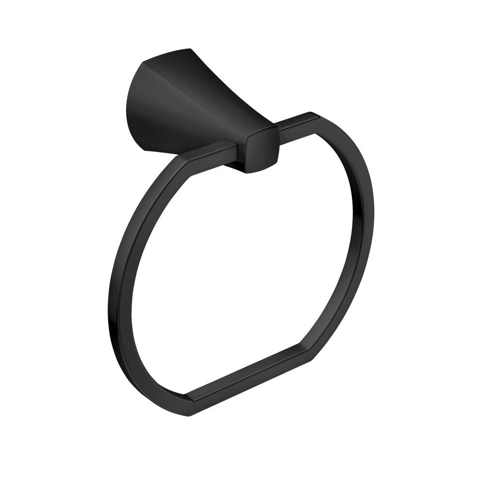 Moen MY8786BL Lindor Towel Ring, Black, Zinc