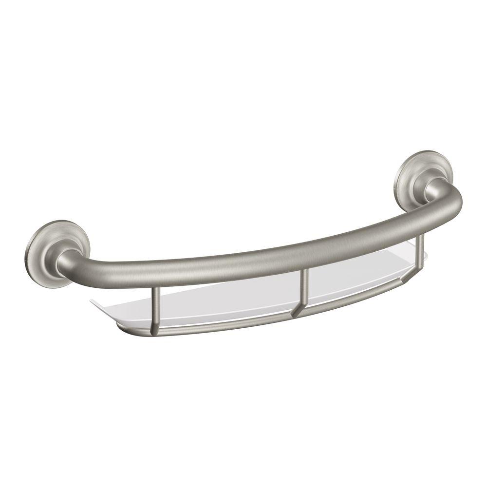 Moen R2356DBN Grab Bar with Shelf, 16", Brushed Nickel