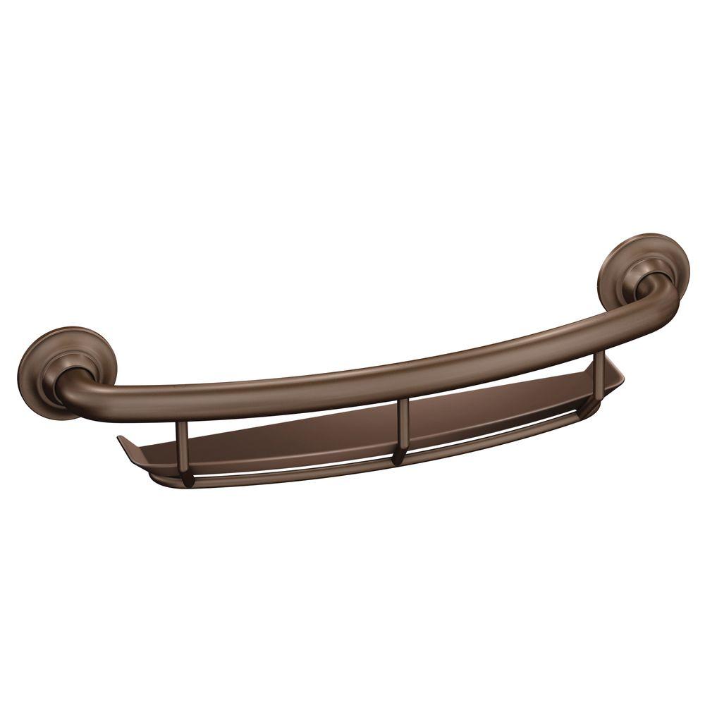 Moen R2356DOWB Grab Bar with Shelf, 16", Old World Bronze