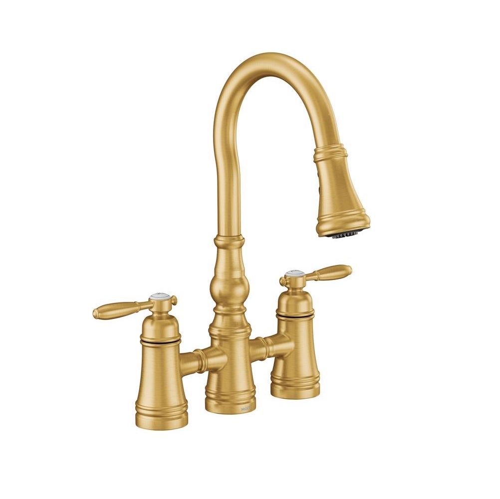Moen S73204BG Weymouth Pull-Down Kitchen Faucet, Brush Gold