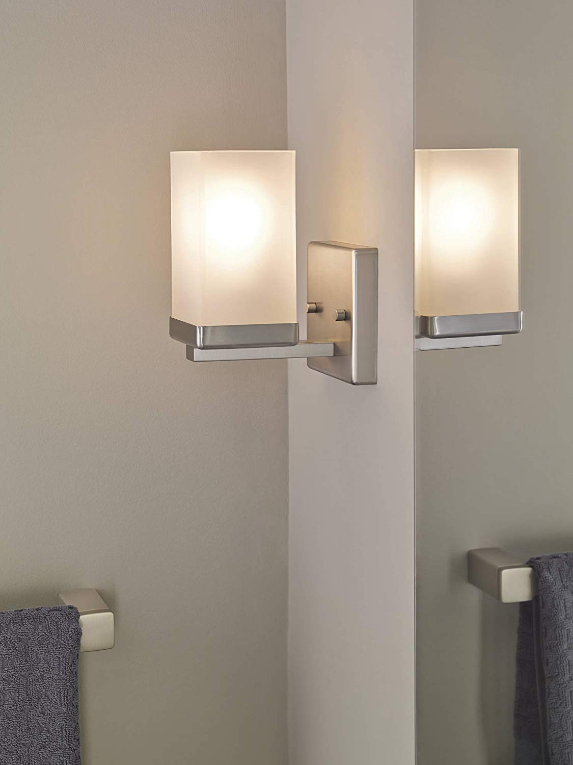 Moen YB8861BN 90 Degree Single Bathroom Vanity Light, Brushed Nickel