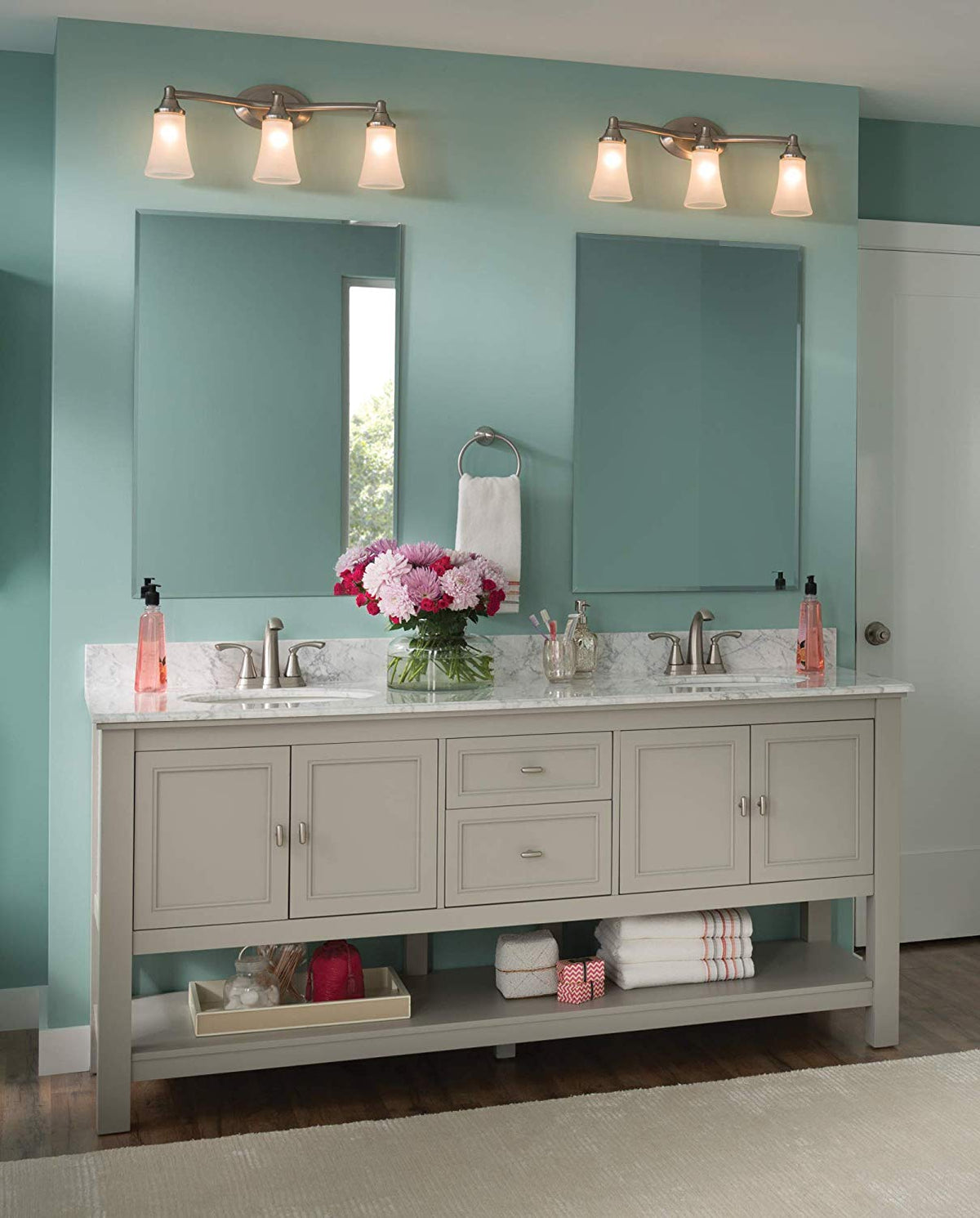 Moen YB2863BN Eva Triple Globe Bathroom Vanity Light, Brushed Nickel