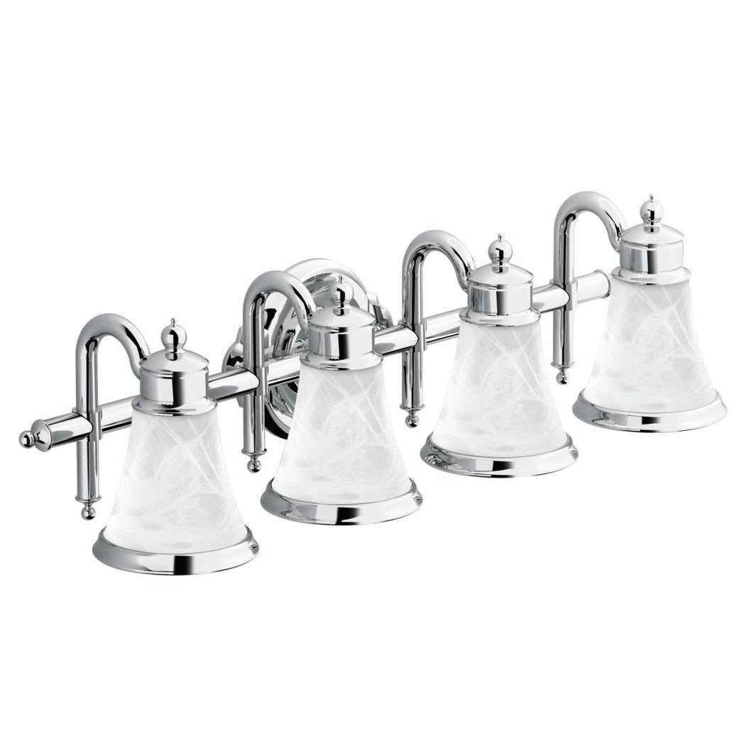 Moen YB9864CH Waterhill Quadruple Bathroom Vanity Light, Bright Chrome