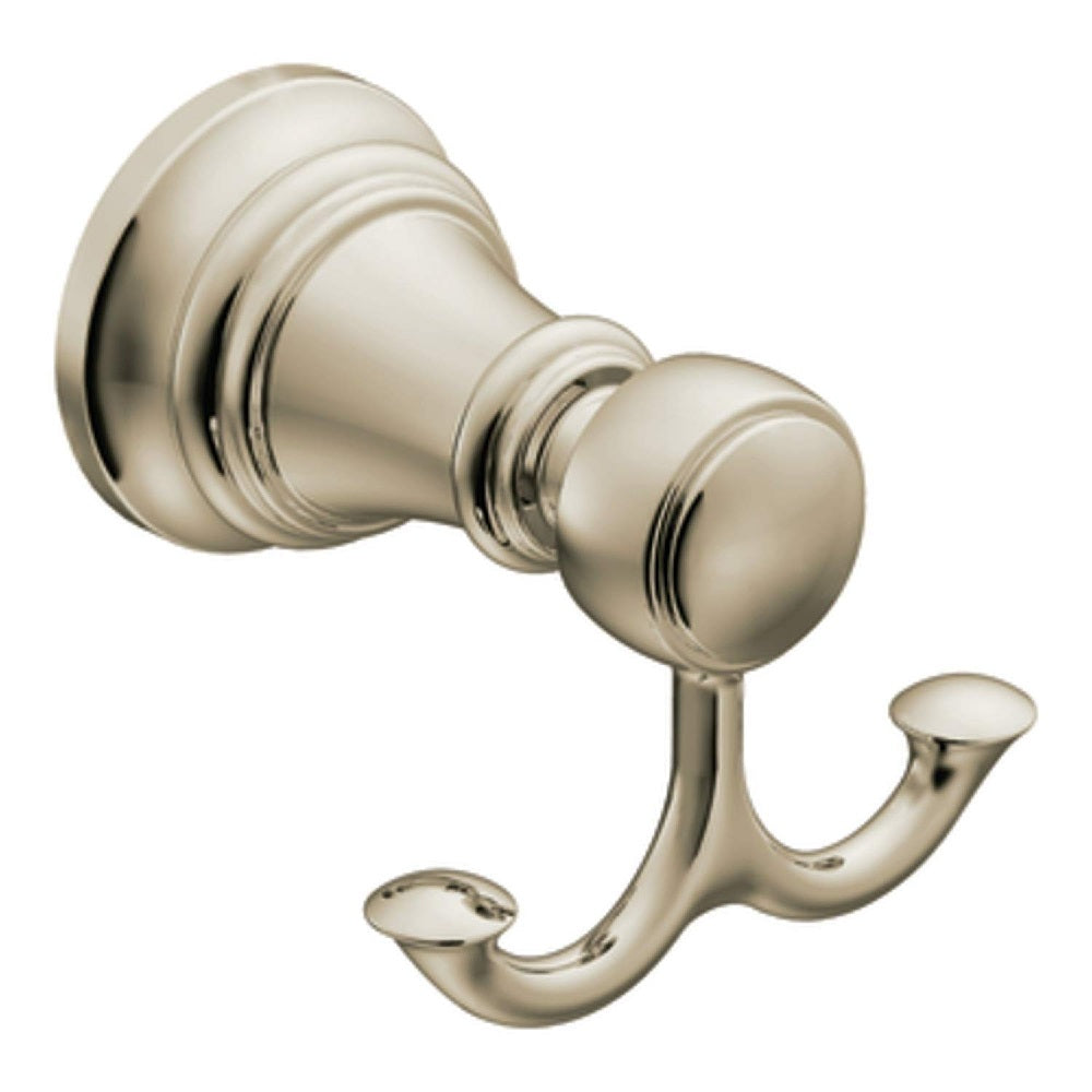 Moen YB8403NL Weymouth Double Robe Hook, Polished Nickel