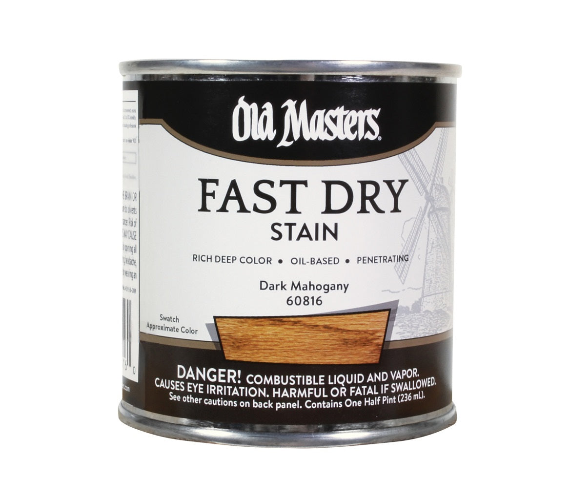 Old Masters 60816 Oil Based Fast Dry Stain, Dark Mahogany, 1/2 Pint