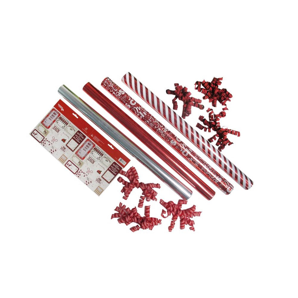 Paper Image C7RWBTGK Holiday Christmas Gift Wrap Kit, Assorted Color