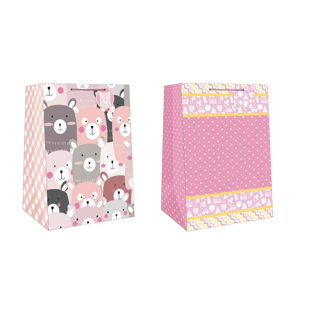 Paper Images EMWJGBA-5 Mega Wide Jumbo Baby Girl Christmas Gift Bag, Assorted Color