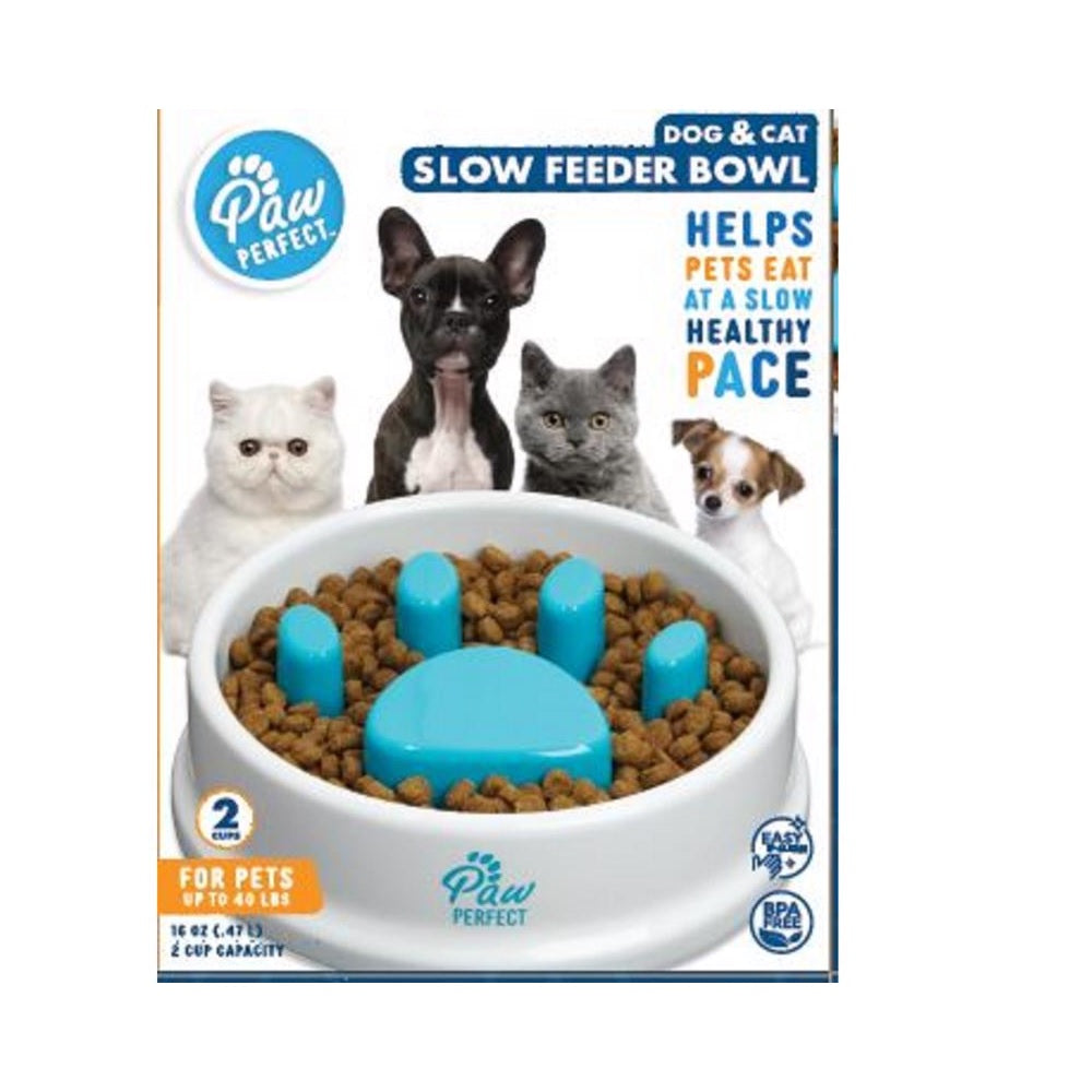 Paw Perfect 8643 Slow Feeder Bowl, Plastic, White
