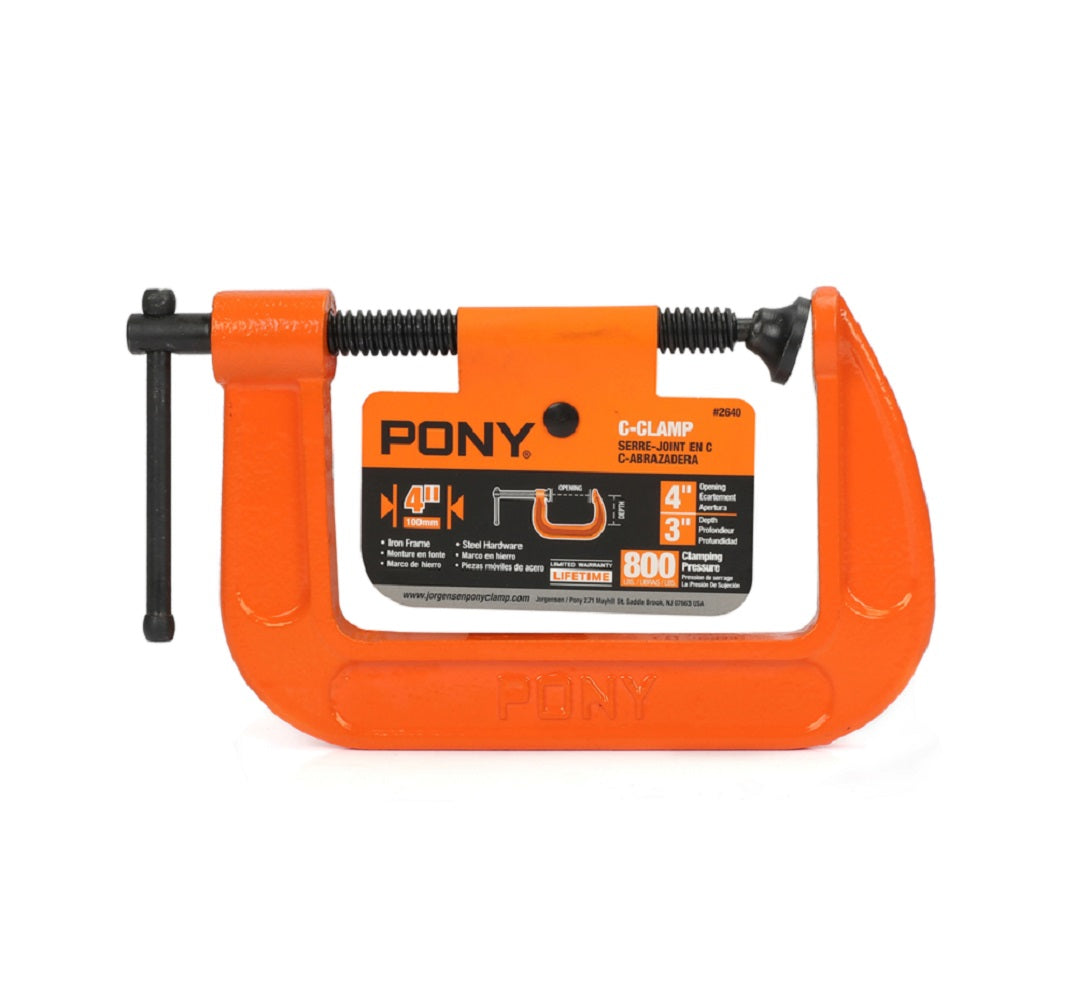 Pony 2640 Adjustable C-Clamp, Steel, 4"